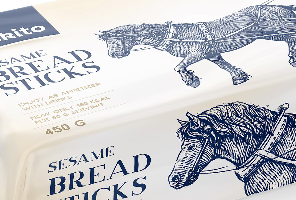 sesame bread sticks packaging illustration intro