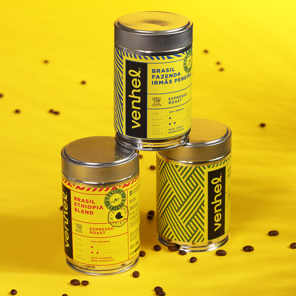 packaging venhel coffee yellow can