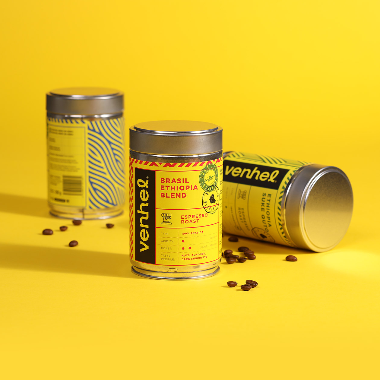 packaging venhel coffee yellow can