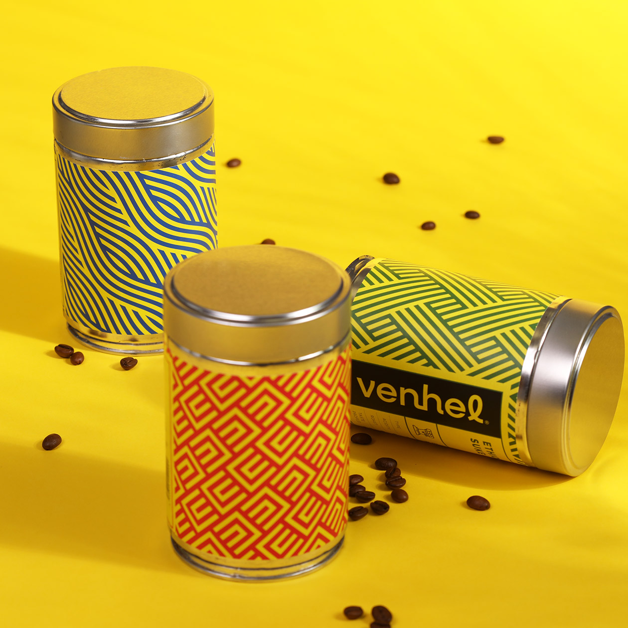 packaging venhel coffee yellow can