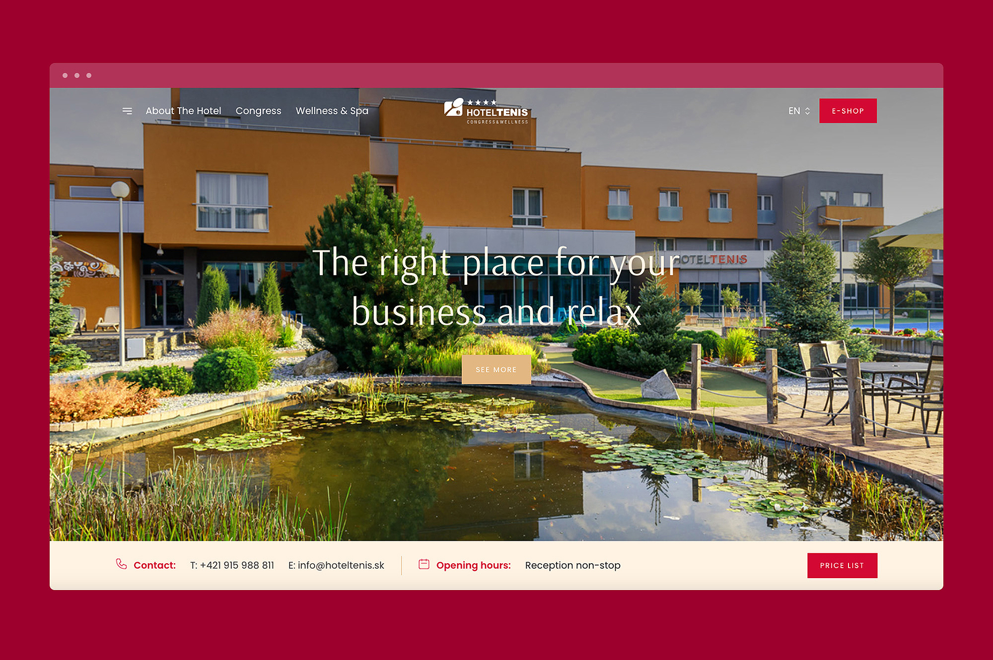 Hotel Tenis Web cms design