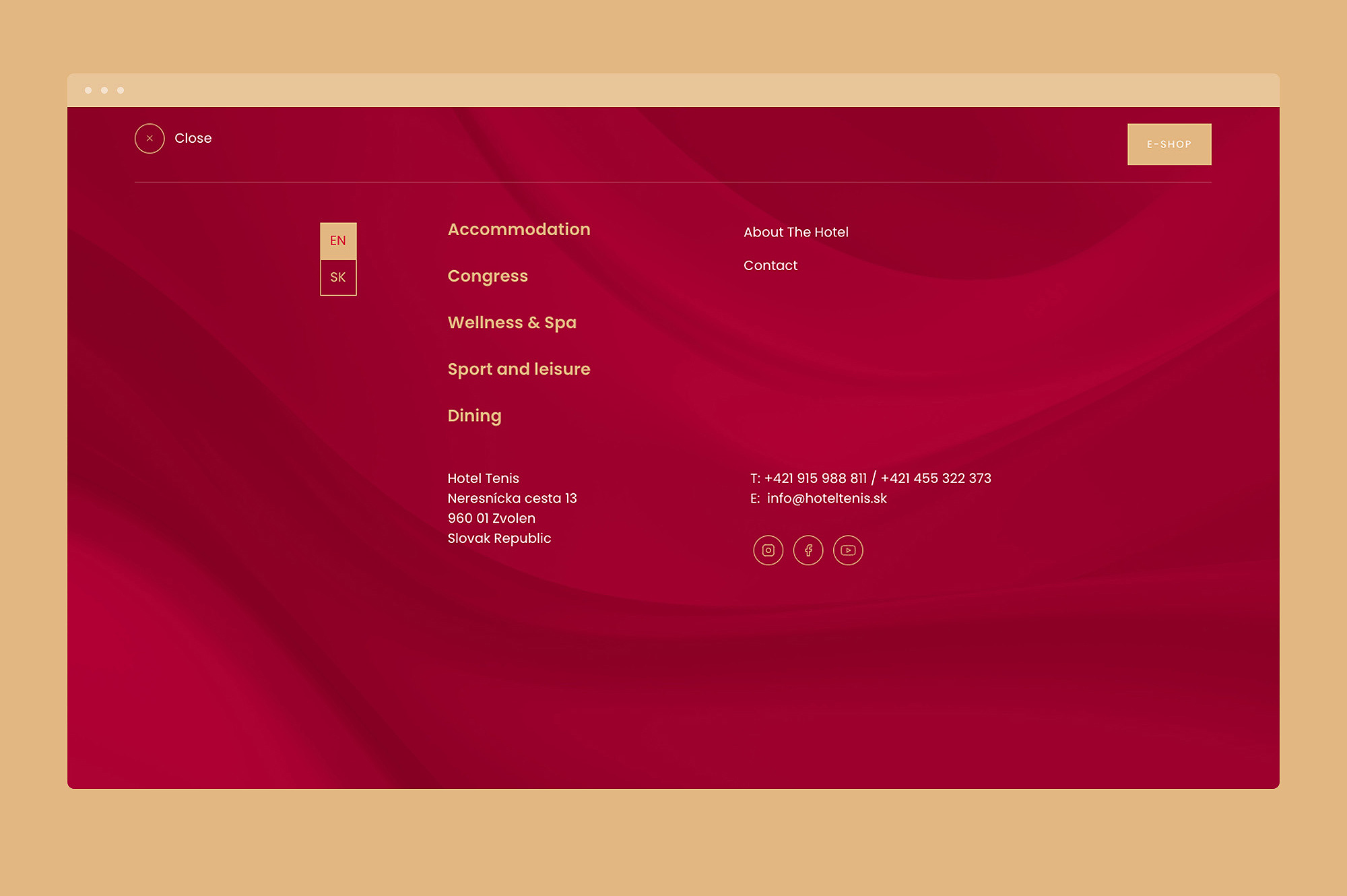 Hotel Tenis Web cms design