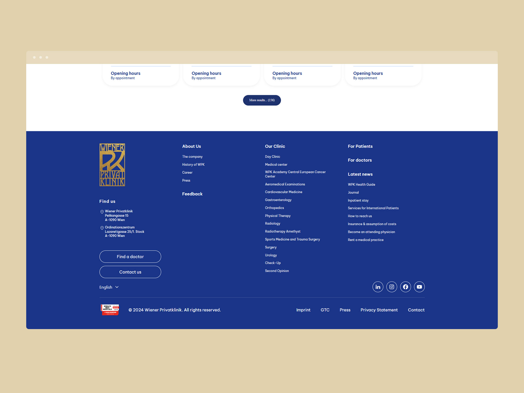 wiener privat klinik web design