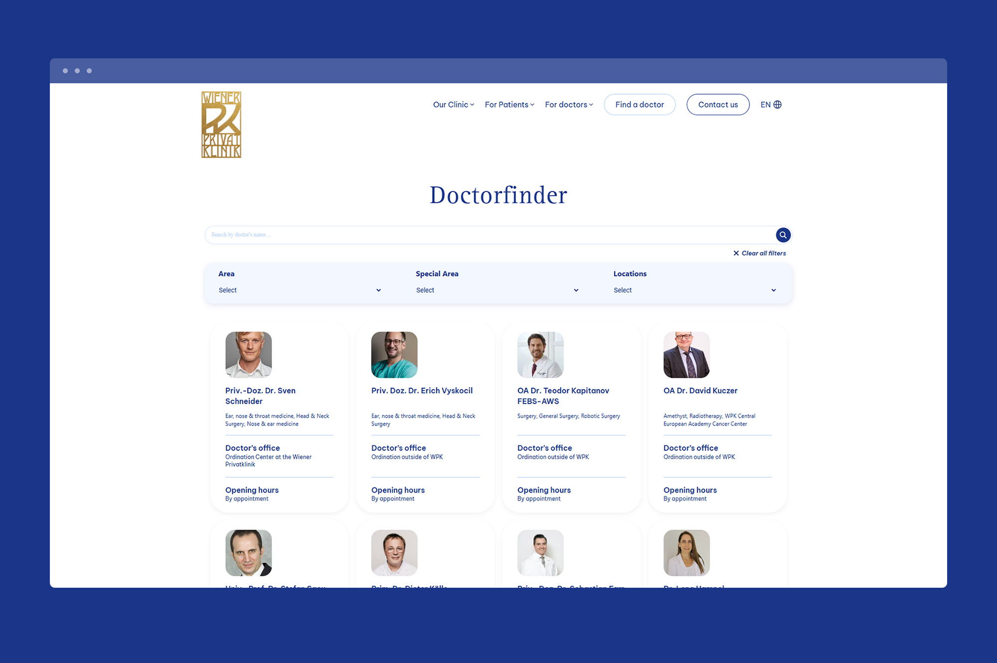 wiener privat klinik web design