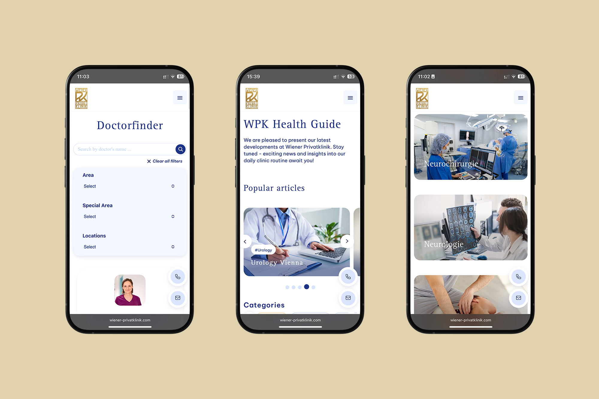 wiener privat klinik web design