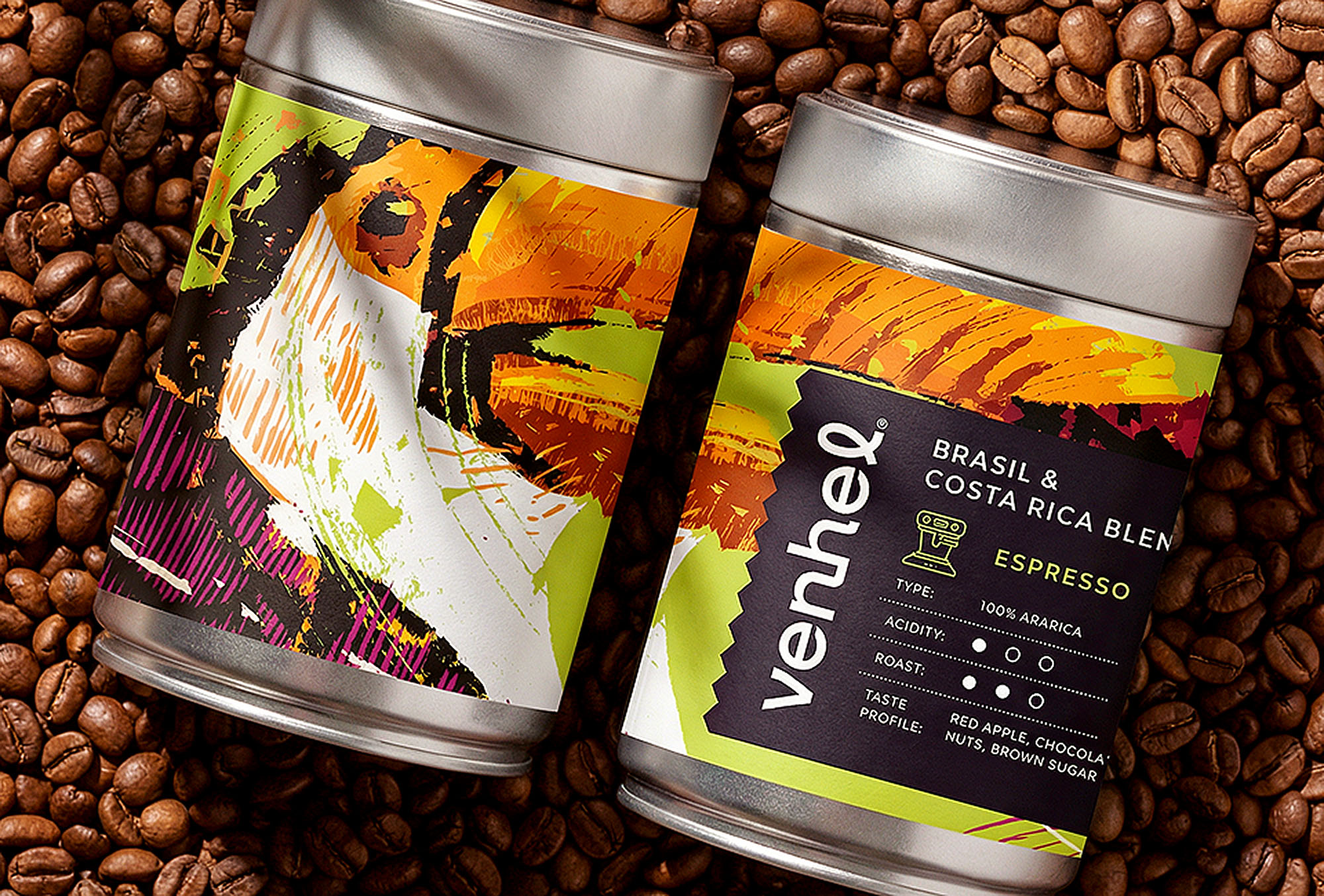 Venhel premium illustrated coffe Packaging