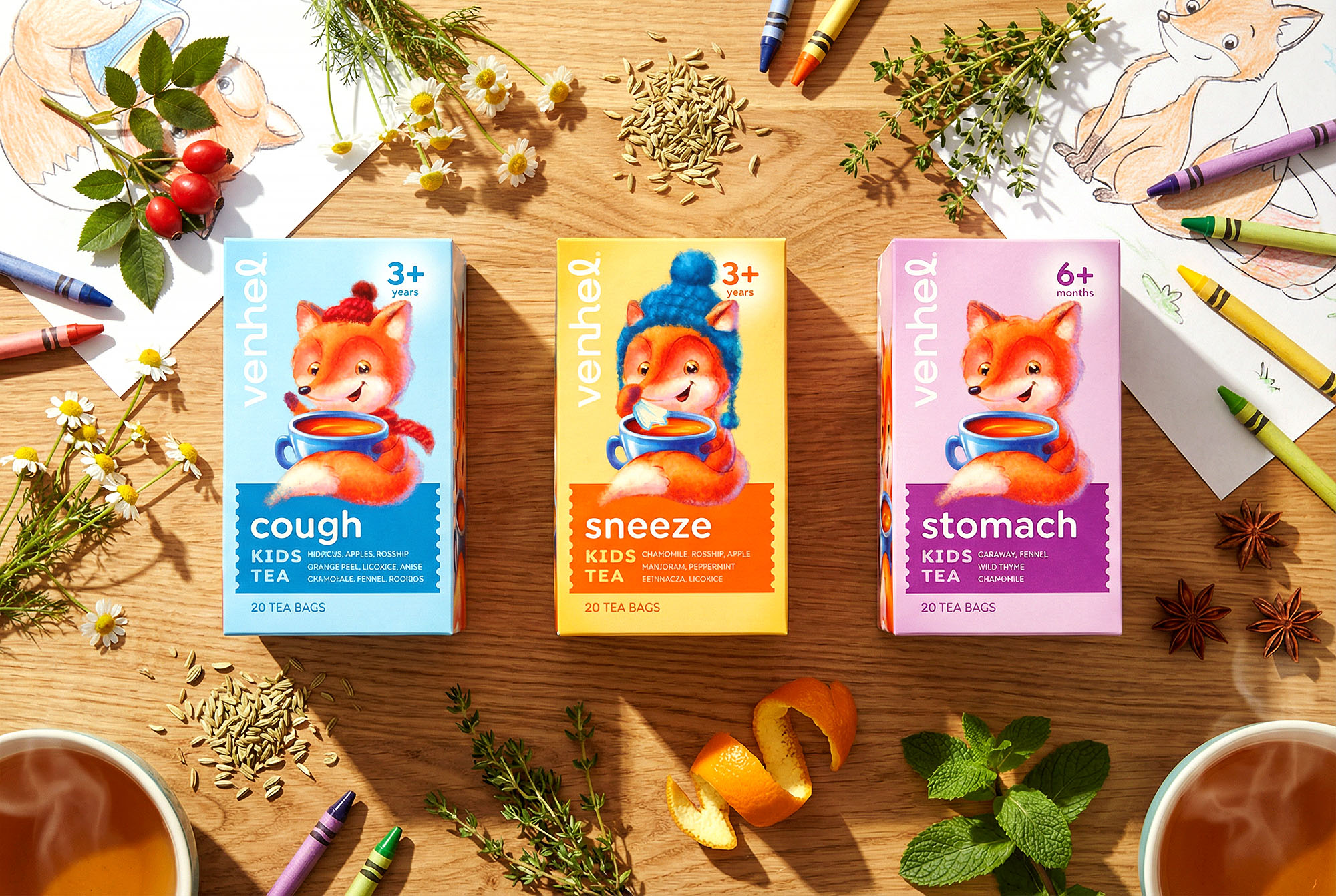 Venhel tea kids colorful modern packaging 5