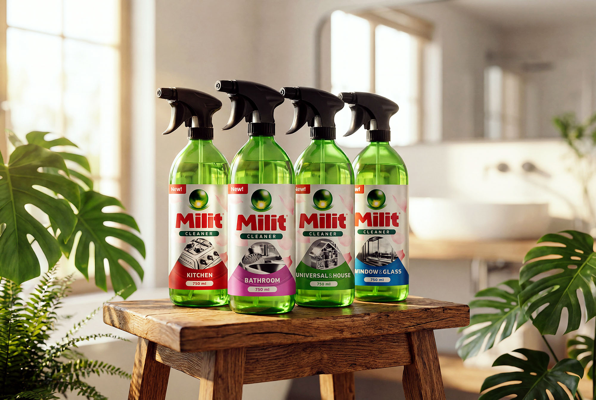 Milit cleaning products packaging