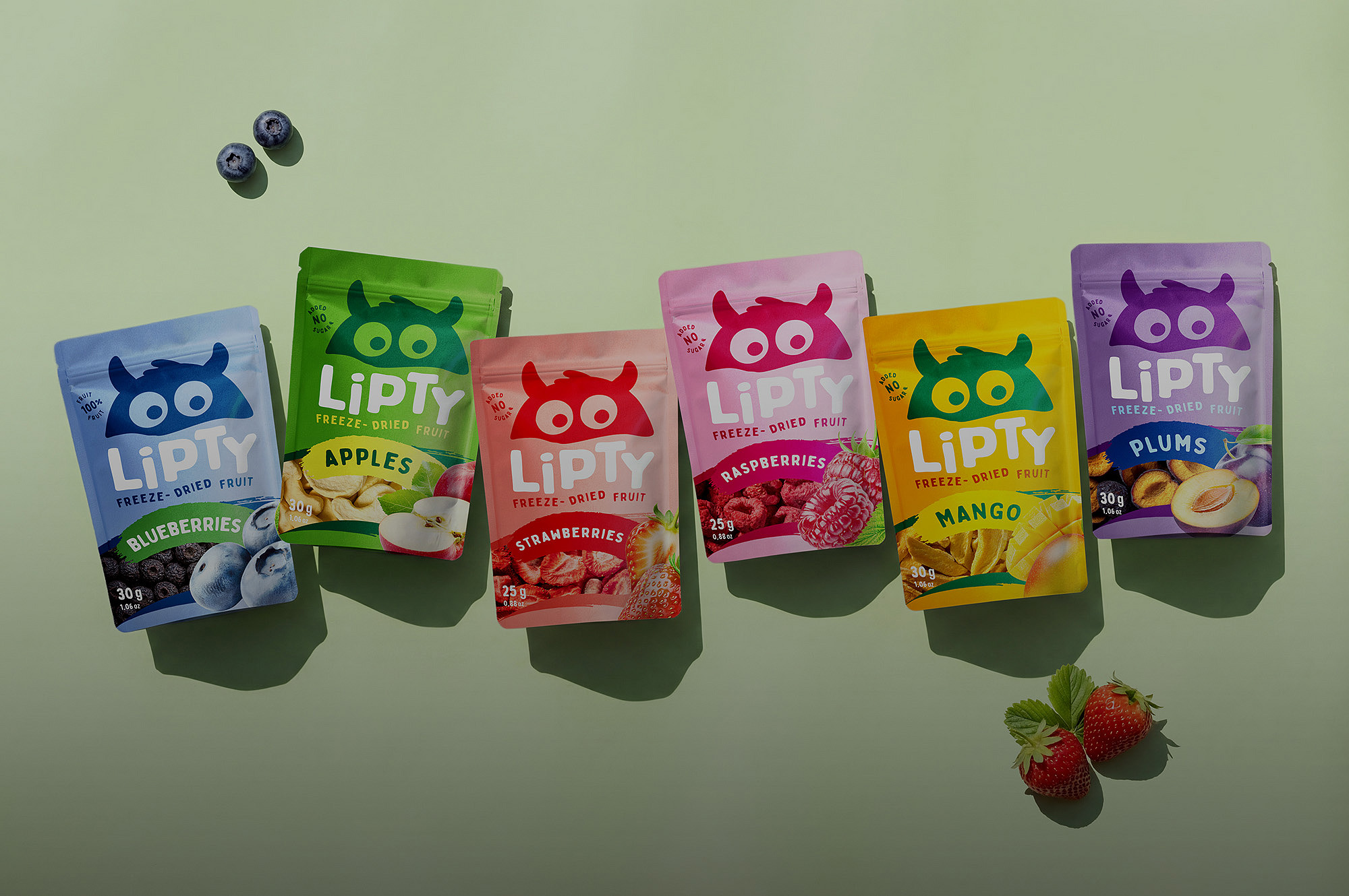 Colorful packaging design for LIPTY freeze-dried fruit
