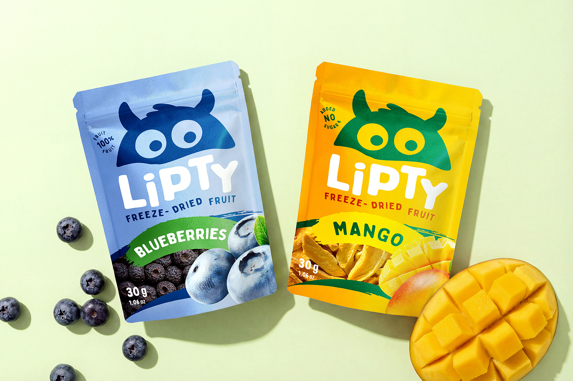 Colorful packaging design for LIPTY freeze-dried fruit