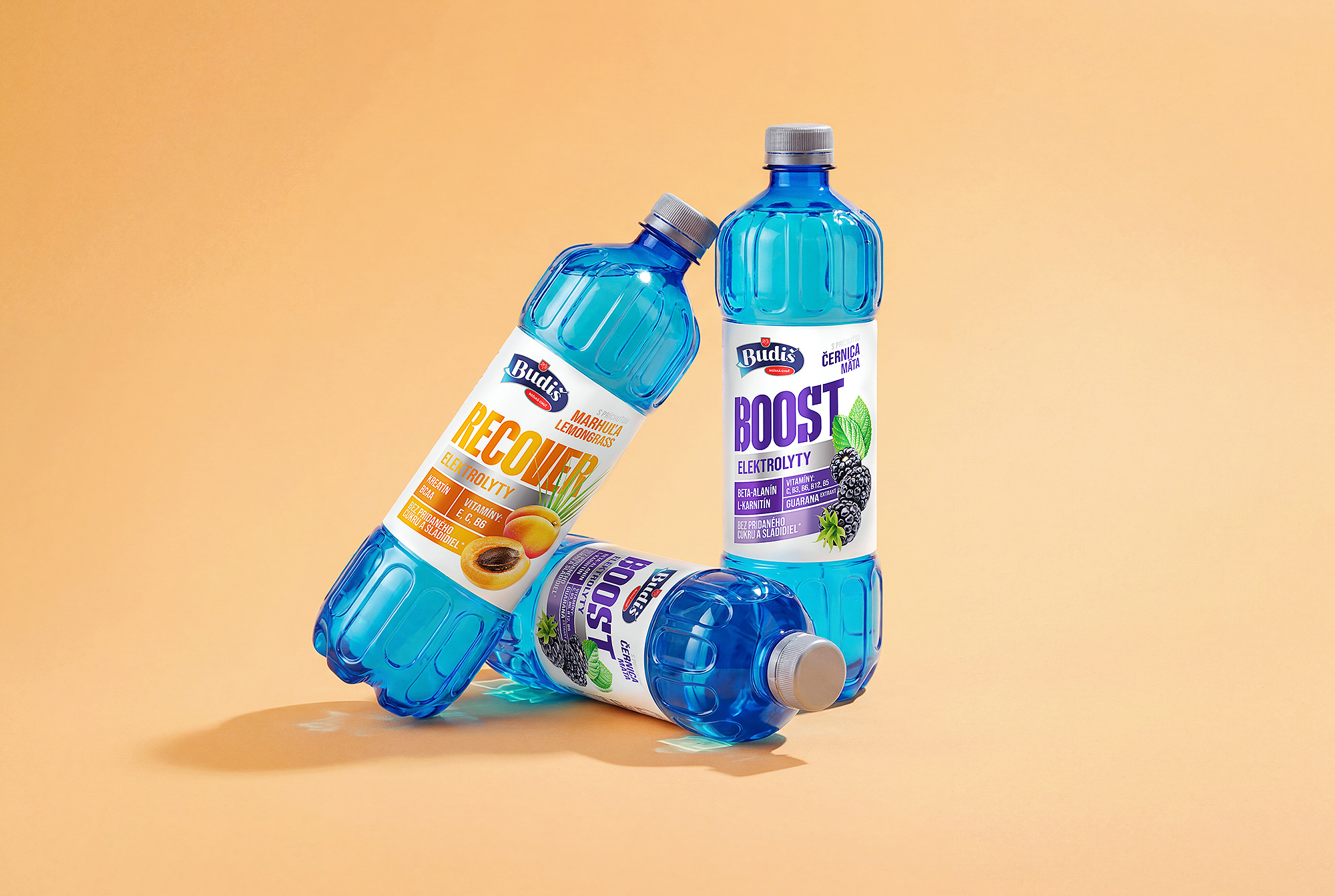 Packaging design pre funkčné vody Budiš